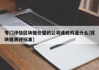 专门评估区块链价值的公司或机构是什么[区块链测评标准]